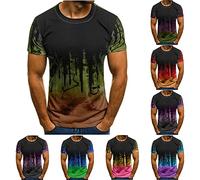 Tshirt Herren Flamme 3D Digitaldruck T-Shirt Kurzarm Rundhalsausschnitt Pullover Top, T Shirts Männer Herbst Sommer Casual Tee Shirt Top Streetwear