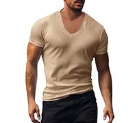Tshirt Herren Kurzarm V-Ausschnitte Shirt Sommer Oberteile Mode T-Shirt Einfarbig Kurzarmshirt Vintage Sport T-Shirt Kurzarm Tshirt Herren Einfarbige Sportswear Freizeit Tops Lockere Hemd Herren