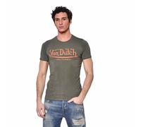 Tshirt Herren Langlebig, T Shirt Herren, Atmungsaktiv, Angenehm, Khakigrün/Orange, 2XL