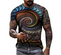 Tshirt Herren Rundhals Kurzarm Retro 3D Druck Hemd Basic T Shirt Top Regular Fit Freizeitshirts Für Männer Lockere Bequeme Hemden Tops Streewear