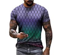 Tshirt Herren Rundhals Kurzarm Tops Vintage 3D Druck Hemd Basic Tops Tunic Regular Fit Geometrie Geschenk Für Männer Lockere Bequeme Hemden Tops