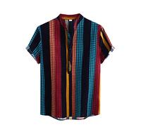 Tshirt Herren Schwarz Hawaii Hemd Baumwolle Herren Hemden Reverskragen Gestreifter Druck Halbe Knopfleiste Strandhemd Kurzarm Slim Fit Cooler Shirt Basic Freizeithemd Hemd Weiß (Mehrfarbig, Xxl)