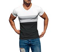 Tshirt Herren V-Ausschnitt Sommer Shirts T-Shirt Männer Baumwolle Sportshirt Vintage Casual Tops Cotton Tee Streetwear Geschenk Papa,Dad,Freund,Männer Schwarz L