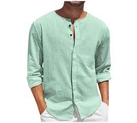 Tshirt Herren V Ausschnitt Weisses Hemd MäNner BierköNig Tshirt Langarm Einfarbig Baumwolle Leinen Hemd Mit Taste Rundhals Leichtes Freizeithemd Herbst Winter Cotton Leinenhemden Herren Hemd