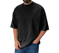 Tshirt Männer Bequeme Men's T-Shirts Basic Tshirt Herren Regular Fit Blau T Shirt Bedrucken Lassen Locker Herren- T-Shirt Oversized Tshirt Herren Tshirt Selber Gestalten(3-Black,S)