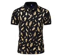 Tshirt Schwarz Herren Herren Hemd Kurzarm Poloshirts Reverskragen Federdruck Halbe Knopfleiste Golf Shirt Kurzarm Slim Fit Businesshemden Regular Fit Arbeits T-Shirt Schwarzes Hemd (Schwarz, L)