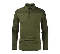 Tshirt Weiss Herren Mittelalter Hemd Herren Grüne Poloshirts Reverskragen Einfarbig Halbe Knopfleiste Poloshirt Langarm Slim Fit Tactical Shirts Outdoor Shirt Longshirt Herren (Armeegrün, Xxl)