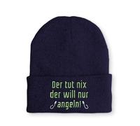 tshirtladen Beanie Mütze Der tut nix der will nur angeln! Statement Wintermütze, Farbe: Navy
