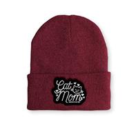 tshirtladen Cat Mom Katzenmama Statement Spruchmütze Beanie Mütze für Damen und Herren, Farbe: Bordeaux