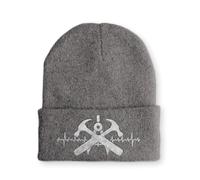 tshirtladen Dachdecker Herzschlag Wintermütze lustige Beanie mit Stick OneSize, Farbe: Grau