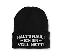 tshirtladen Halt´s Maul! Ich bin voll Nett! Mütze Statement Mütze Beanie für Damen und Herren