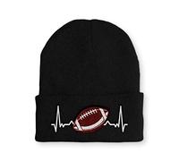 tshirtladen Heartbeat American Football Herzschlag Mütze Beanie für den Footballfan, Farbe: Black