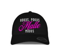 tshirtladen Hokus Pokus Malle Modus Cap Schwarz - Bestickte Snapback für Party, Malle, Urlaub, JGA - Lustige Basecap für Damen und Herren in Schwarz