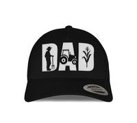 tshirtladen Snapback Cap mit DAD Stickmotiv Traktor Bauer Ähre - Landwirt Cap für Papa mit Forke und Traktor - Geschenkidee für Väter in der Landwirtschaft - Trucker Style Bestickt