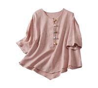 Tshirts Damen, Strandbluse Damen Sommer, Baumwolle Leinen Shirt 3/4 Arm Blusen & Tuniken V-Ausschnitt Oberteile Elegant Leinenhemd Langarm Outlet Angebote Sale Kleidung