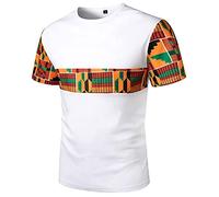 Tshirts Herren African Print Dashiki T-Shirt Tops Sommer Kurzarm Basic Hippie T-Shirts Männer Rundhalsausschnitt Tee Shirts mit Motiv Stylisch Vintage Lässig Slim Fit Kurzarmshirt Tee Oberteil