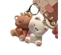 TSMORY 1 Paar Schlüsselanhänger mit Bär aus Kunstharz, kreative Taschendekoration, Freundschafts-Schlüsselanhänger, Paar-Schlüsselanhänger