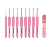 TSMORY Häkelnadel-Set mit ergonomischem Griff, 2,0 mm - 6,0 mm, Aluminium, mit Aufbewahrungsbox und Schere zum Stricken, ergonomische Häkelnadel zum Stricken, 9 Stück