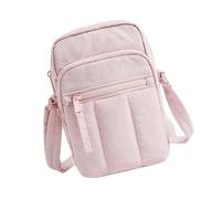 TSMORY Leichte Nylon-Umhängetasche für Damen, Fronttasche mit Reißverschluss, verstellbarer Riemen, bequeme Pendlertasche, Blassrosa grau, One Size