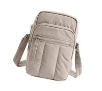 TSMORY Leichte Nylon-Umhängetasche für Damen, Fronttasche mit Reißverschluss, verstellbarer Riemen, bequeme Pendlertasche, hellbraun, One Size