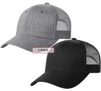 TSSGBL 2 Stück Snapback Trucker Baseballmützen Mesh Back Ball Caps, 2P - schwarz-grau, M/XL