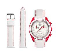 TStrap Leder Moonswatch Swatch Armband - Weiß kalbsleder Omega Swatch Lederarmband Ersatz - Echtleder Uhrenarmband 20mm Moonwatch fur Herren Damen