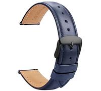 TStrap Leder Uhrenarmbänder 19mm - Ersatz Weich Blau Schnellverschluss Uhrenarmband - Smartwatch Armband für Herren Damen - Sportarmband mit Dornschließe - 14mm 16mm 18mm 20mm 21mm 22mm 23mm 24mm