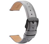 TStrap Leder Uhrenarmbänder 20mm - Ersatz Weich Grau Schnellverschluss Uhrenarmband - Smartwatch Armband für Herren Damen - Sportarmband mit Dornschließe - 14mm 16mm 18mm 19mm 21mm 22mm 23mm 24mm