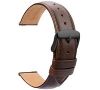 TStrap Leder Uhrenarmbänder 21mm - Ersatz Weich Braun Schnellverschluss Uhrenarmband - Smartwatch Armband für Herren Damen - Sportarmband mit Dornschließe - 14mm 16mm 18mm 19mm 20mm 22mm 23mm 24mm