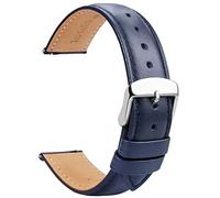 TStrap Leder Uhrenarmbänder 23mm - Ersatz Weich Blau Schnellverschluss Uhrenarmband - Smartwatch Armband für Herren Damen - Sportarmband mit Dornschließe - 14mm 16mm 18mm 19mm 20mm 21mm 22mm 24mm