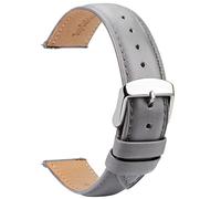 TStrap Leder Uhrenarmbänder 24mm - Ersatz Weich Grau Schnellverschluss Uhrenarmband - Smartwatch Armband für Herren Damen - Sportarmband mit Dornschließe - 14mm 16mm 18mm 19mm 20mm 21mm 22mm 23mm