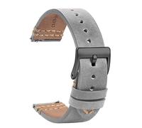 TStrap Leder Uhrenarmband 18mm - Weich Grau Quick Release Uhrenarmbänder Ersatz - Sport Uhrenarmband für Herren Damen - Smartwatches Armband mit Schwarz Schließe - 19mm 20mm 21mm 22mm