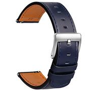 TStrap Leder Uhrenarmband 19mm - Weich Blau Quick Release Uhrenarmbänder Ersatz Schnellverschluss - Sport Uhrenarmband für Herren Damen - Smartwatches Armband Haspe Schließe - 18mm 20mm 21mm 22mm