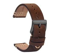 TStrap Leder Uhrenarmband 19mm - Weich Braun Quick Release Uhrenarmbänder Ersatz - Sport Uhrenarmband für Herren Damen - Smartwatches Armband mit Schwarz Schließe - 18mm 20mm 21mm 22mm
