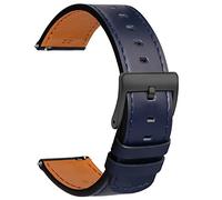 TStrap Leder Uhrenarmband 22mm - Weich Blau Quick Release Uhrenarmbänder Ersatz Schnellverschluss - Sport Uhrenarmband für Herren Damen - Smartwatches Armband Haspe Schließe - 18mm 19mm 20mm 21mm