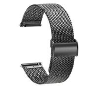TStrap Mesh Uhrenarmband Metall 16mm - Schnellverschluss Ersatz Uhrenarmbänder für Herren Damen - Mailänder Smartwatch Armband aus Edelstahl Schwarz - 16mm 18mm 20mm 22mm
