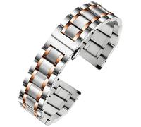 TStrap Metall Uhrenarmband Edelstahl - Silber&Rose Armband für Uhr Herren und Damen Schnellverschluss - Ersatzarmband für Smartwatch aus Massivem Stahl Poliert - 12mm ... 20mm 22mm 24mm