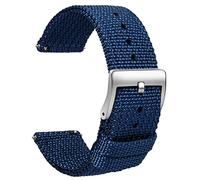 TStrap Nylon Uhrenarmband 18mm - NATO Stil Armband Weiches Blau Schnellverschluss Uhrband - Canvas Militär Uhrenarmbänder Herren und Damen - Smart Uhrenarmband - 18mm 20mm 22mm 24 mm