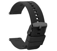 TStrap Silikon-Uhrenarmbänder, 20 mm, Schnellverschluss, weiches Gummi, schwarz, wasserdicht, Militär-Uhrenarmband für Herren und Damen, Schwarz/Schwarz Verschluss, Militärisch
