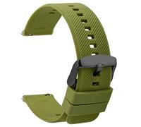 TStrap Silikon-Uhrenarmband, 20 mm, Schnellverschluss, weiches Gummi, schwarz, wasserdicht, Militär-Uhrenarmband für Männer und Frauen, für Smartwatch-Armbänder, 19 mm, Militärisch