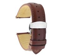 TStrap Uhrenarmband 20mm Leder - Lederarmband Schnellverschluß Schwarz - Armband Uhrenband mit Faltschließe Faltschliesse Herren Damen Ersatzarmband - 18mm 19mm 22mm