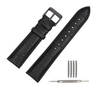 TStrap Uhrenarmband 22mm - Leder Armband Herren - Lederarmband Uhrenband mit Edelstahl Schwarz Dornschließe - 14mm 16mm 18mm 19mm 20mm 21mm 23mm 24mm