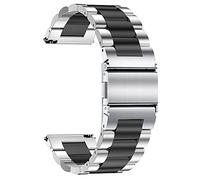 TStrap Uhrenarmband aus Metall 22mm - Silber Schwarz Uhrenarmbänder mit Schnellverschluss für Herren und Damen - Smartwatch Armband aus Gebürstetem Massivem Edelstahl Ersatzband - 16mm 18mm 20mm 22mm