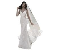 TSxuelian Damen Sexy Spaghettiträger Spitze Hochzeitskleid Meerjungfrau Rückenfrei Brautkleid Kleid, Stil 2/Weiß, 36