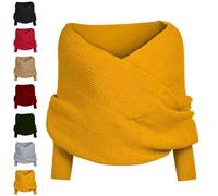 TSYIDUI Gestrickte Schal Mit äRmeln Strick,Gestrickter Zopfschal,Zopfmuster-Umhang Bolero FüR Damen,Pullover-Schal Mit äRmeln,Gestrickter Schal,Gestrickter Wickel (Gelb)