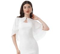 TTAO Damen Chiffon Umhang Cape EIN-Knopf Kurz Schulterjacke 2 Lagen Jäckchen Festlich Bolero für Hochzeit Party Cocktail Ball Zubehör