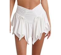 TTAO Damen Transparent Rock Minirock Extrem Kurz Unterrock Slim Fit/Ausgestellt Röckchen Erotische Dessous Reizwäsche Weiß M M