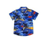 TTAO Jungen Hawaii Hemd Kurzarm Baumwolle Palmen Gedruckts Button Down Sommer Freizeithemd Strandhemd Typ A 128-134