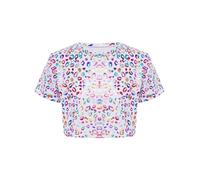TTAO Kinder Mädchen Crop Top T-Shirt Kurzarm Glänzende Oberteil Bauchfrei Sport Tanztop Hip Hop Jazz Festival Performance Tanzbekleidung Bunt 122-128