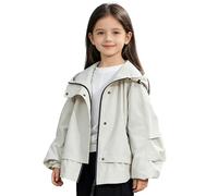 TTAO Kinder Mantel Trainingsjacke Langarm Zip Hoodie Übergangsjacke Mantel Jogging Jacke Schwarz Bomberjacke Outdoor Kleidung Fitness Weiß 122-128